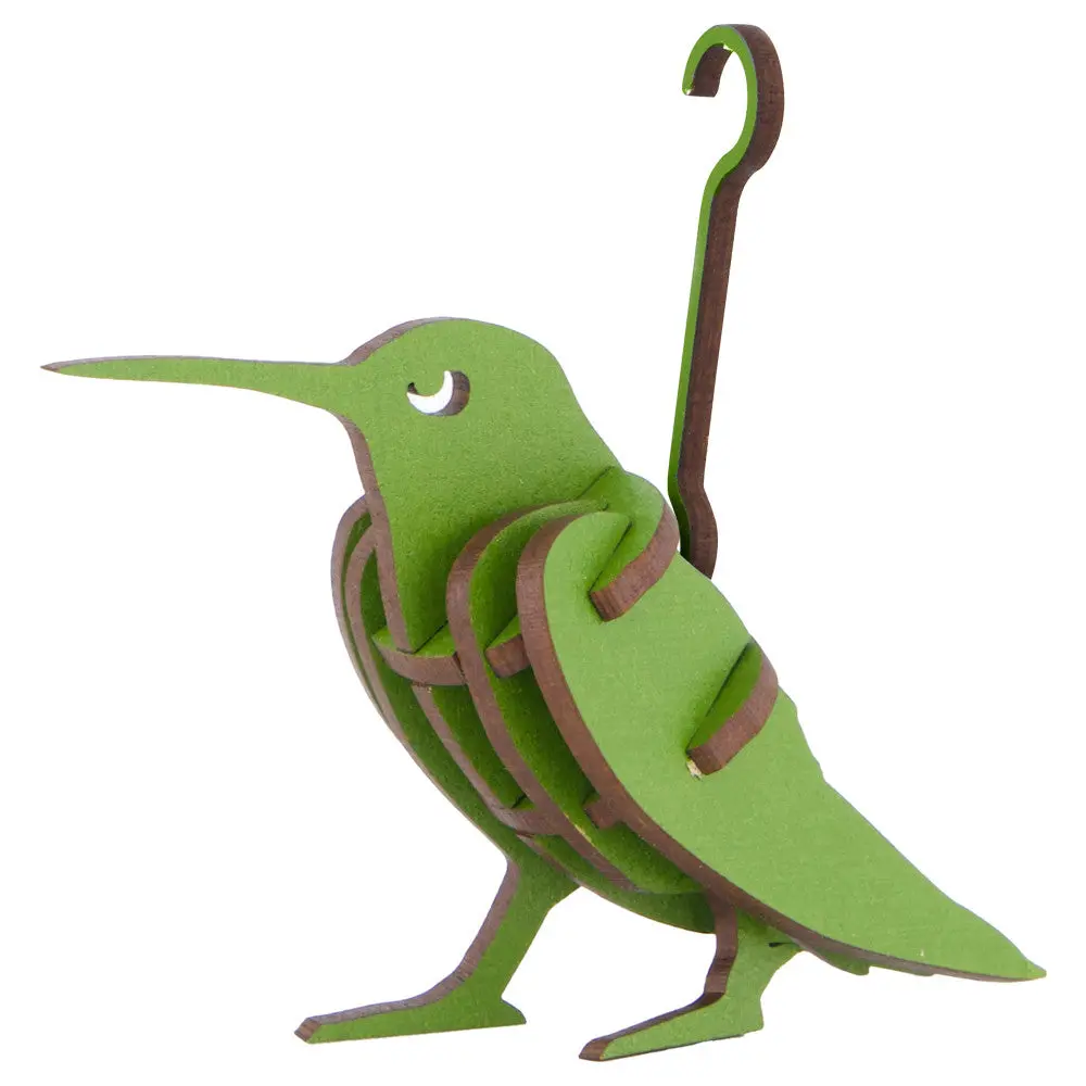 Little & Wood: Hummingbird 3D Wooden Puzzle Kit - Green 1