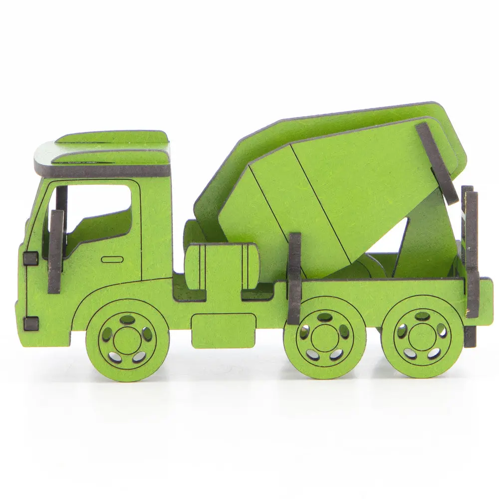 Little & Wood: Woodlet Green Concrete Truck 3D Wooden Kit-Set, Medium 2