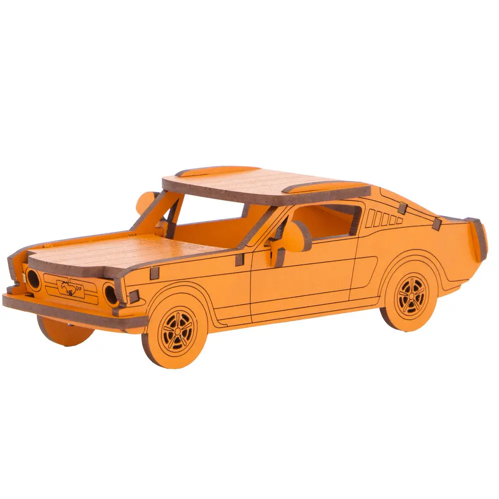 Little & Wood: Woodlet Medium - Muscle Car, Orange - 3D Wooden Puzzle Kit 1