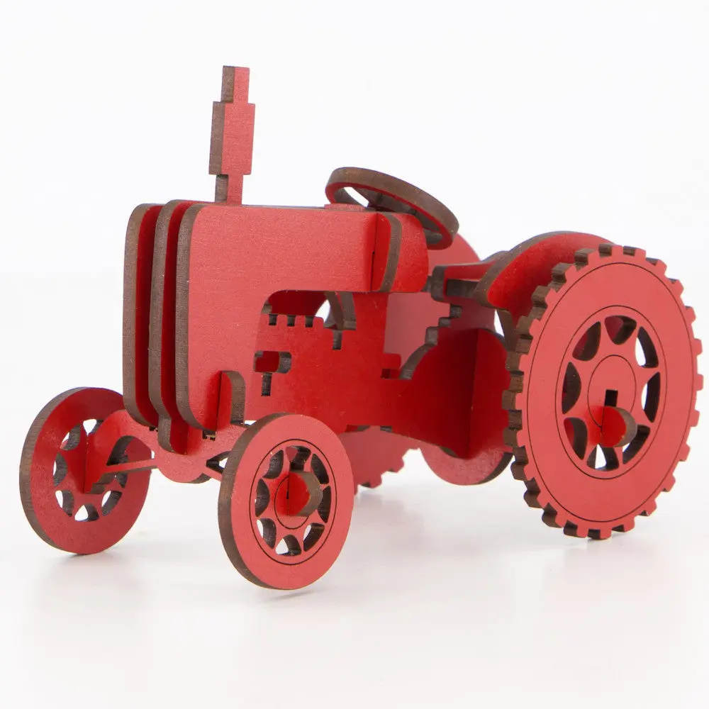 Little & Wood: Mighty Tractor - Red 3D Wooden Puzzle Kit 1