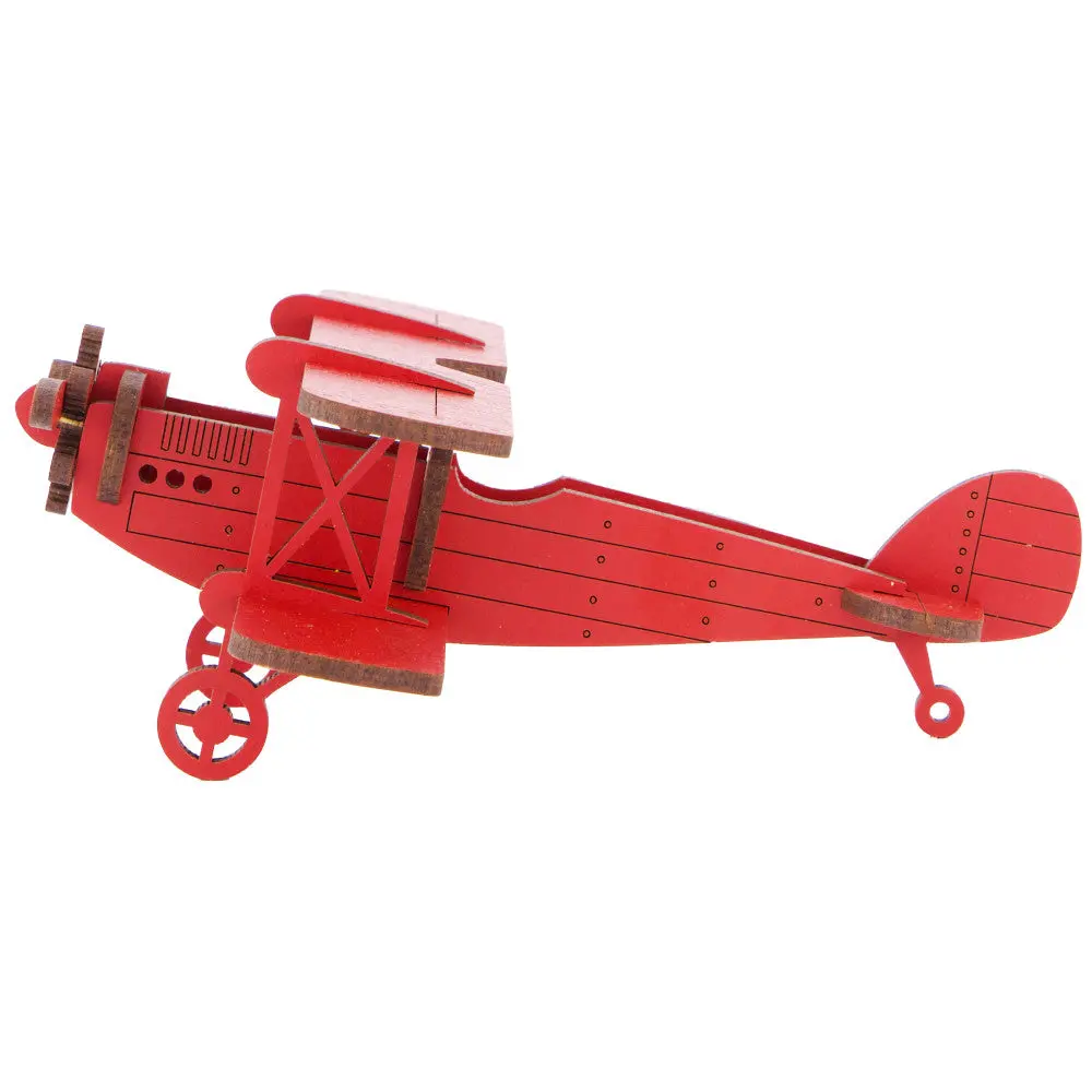 Little & Wood: Red Medium Biplane 3D Wooden Puzzle Kit 1