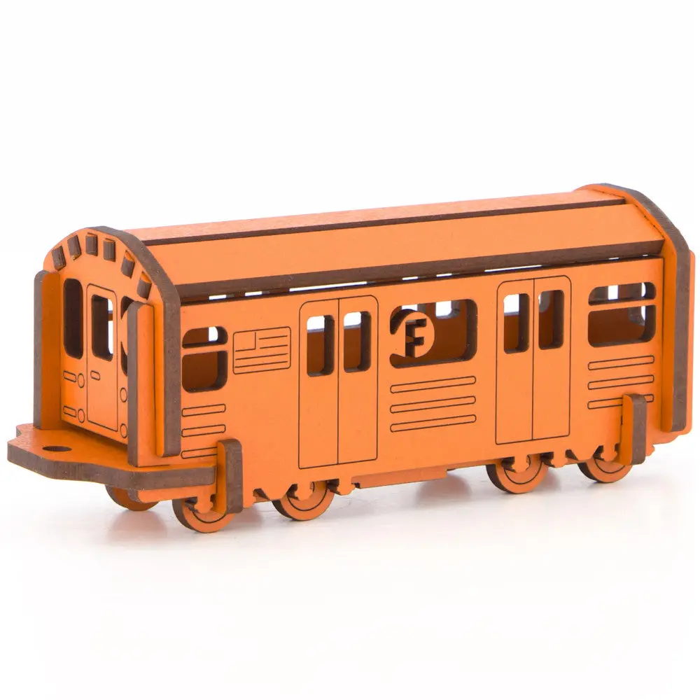 Little & Wood Nyc Subway F Train: 3D Wooden Model Kit, Medium 1