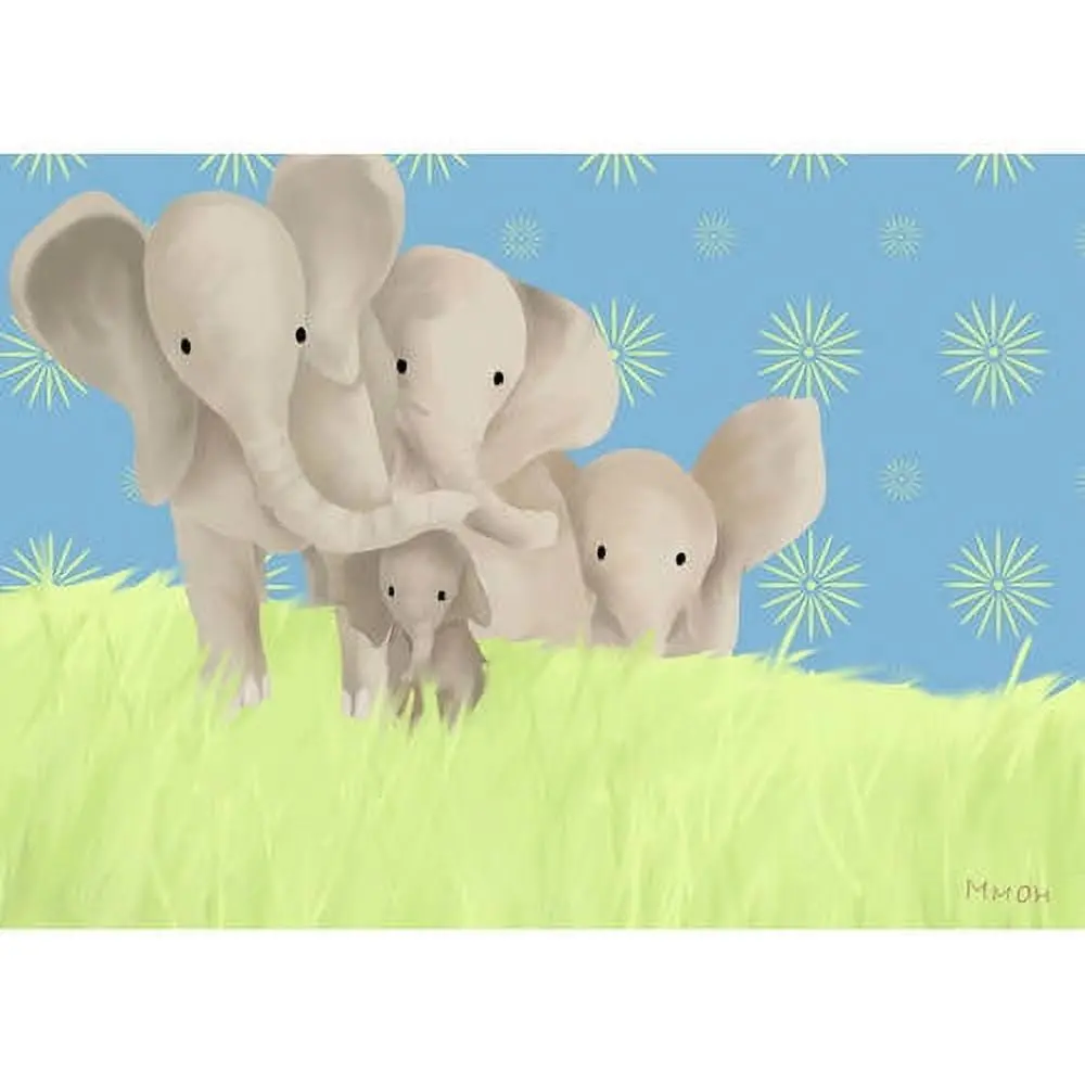 Oopsy Daisy Elephant Parade 14 Inch Canvas Wall Art 1