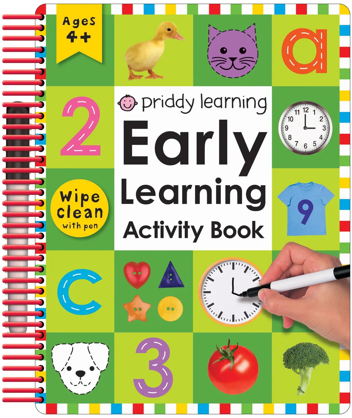Spiral-Bound Early Learning Activity Book With Wipe-Clean Pens 1