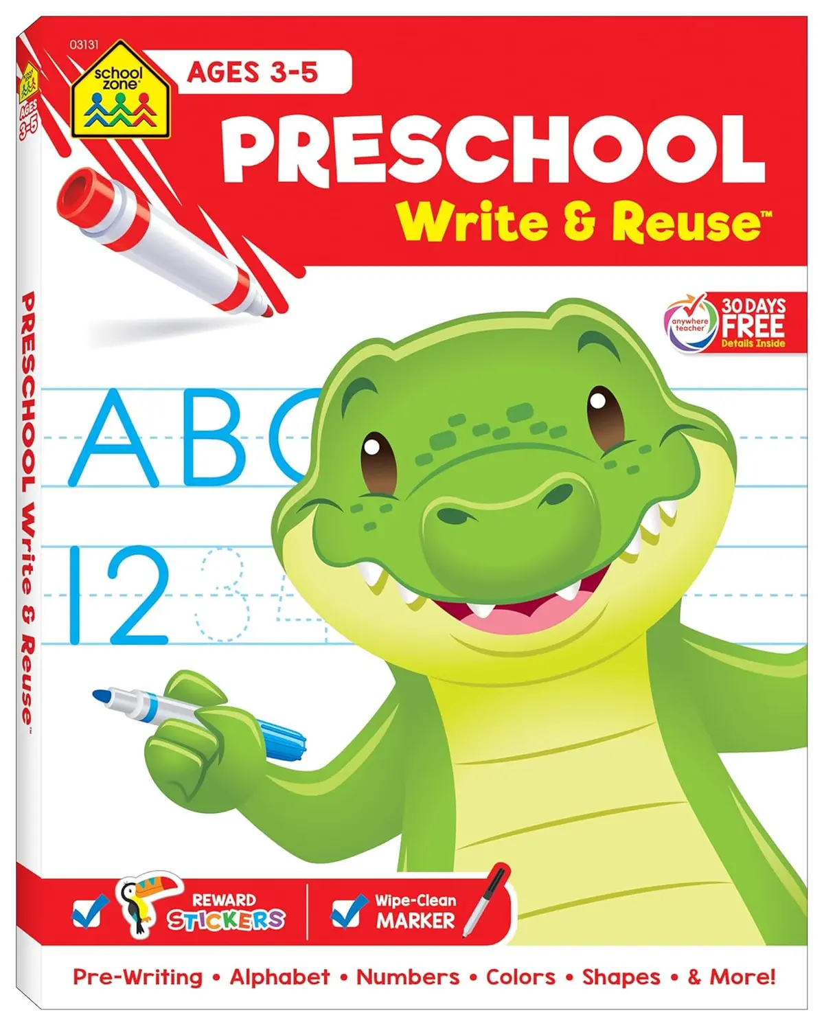 Preschool Write & Reuse Learning Workbook - Spiral-Bound Activity Book 1