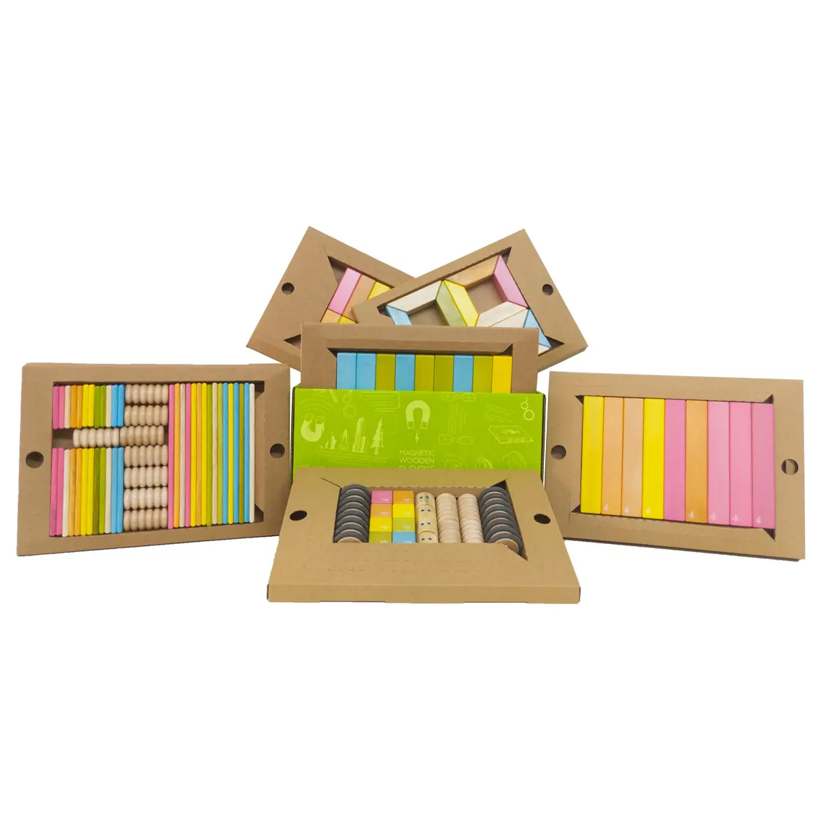 Tegu Classroom Magnetic Wooden Block Set, 130-Piece Educational Kit 1