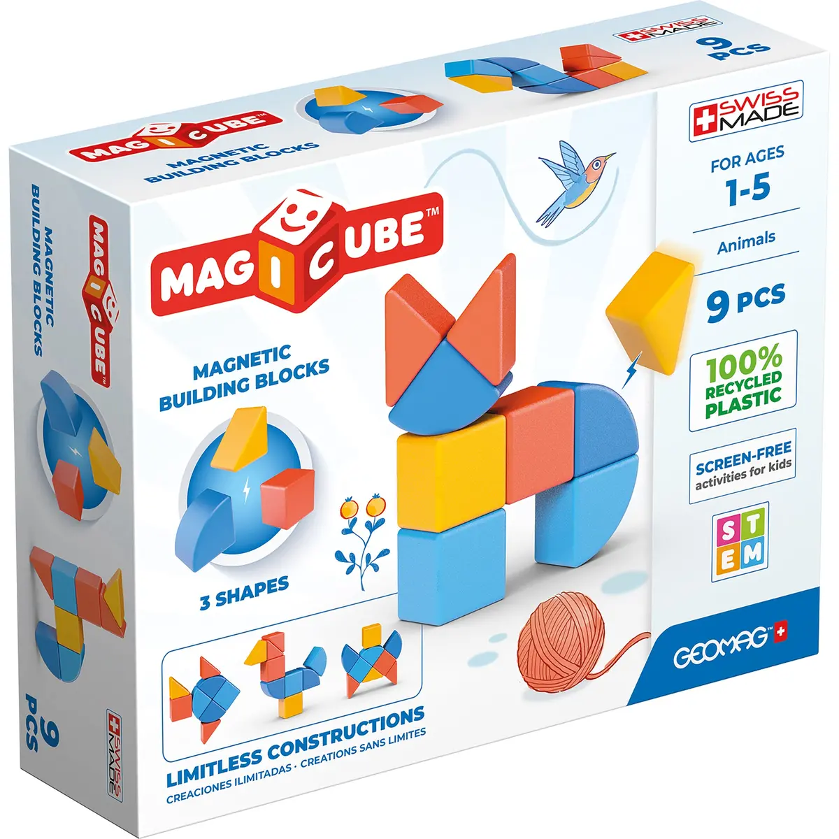 Geomag Magicubes 9-Piece Recycled Shapes Set - Stem Building Blocks 1