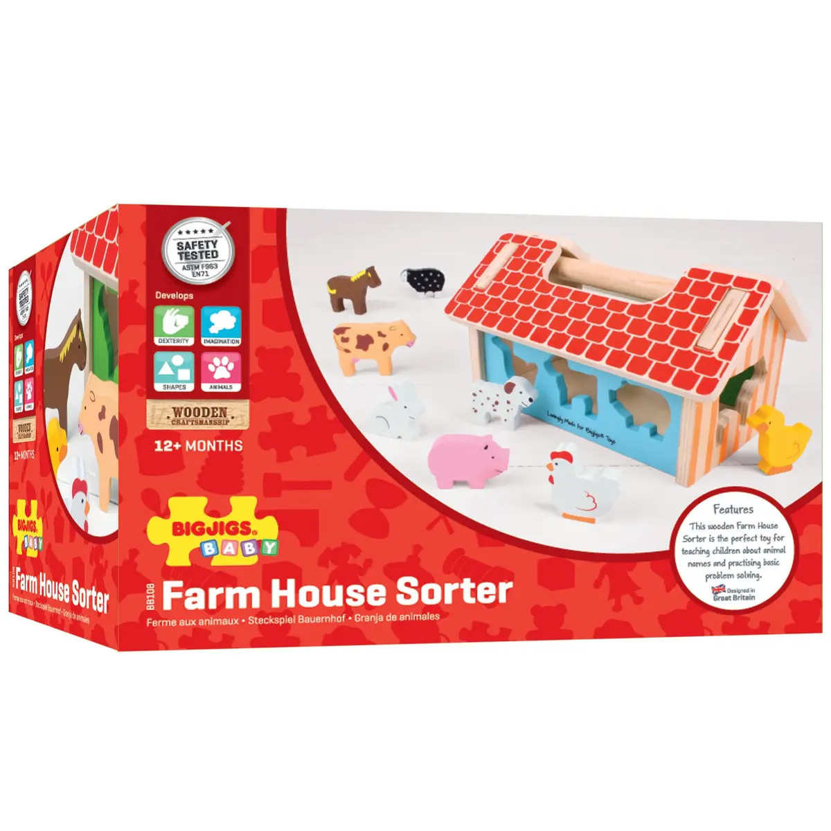 Bigjigs Baby Farm House Sorter - Educational Wooden Toy 1