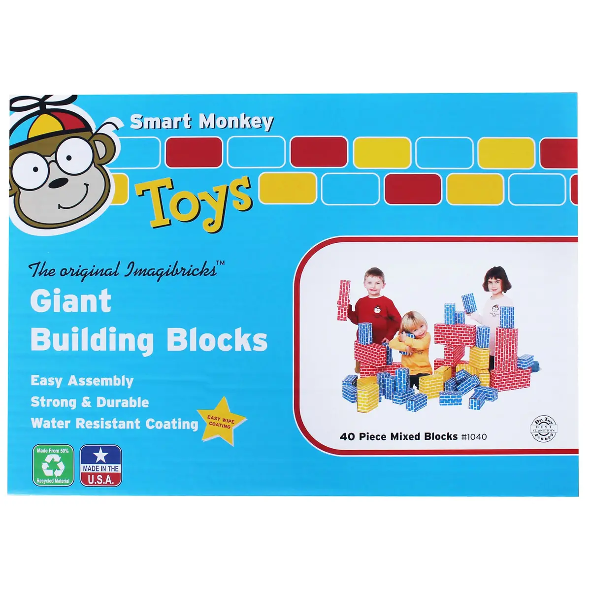 Smart Monkey Toys Imagibricks 40-Piece Giant Building Block Set 1