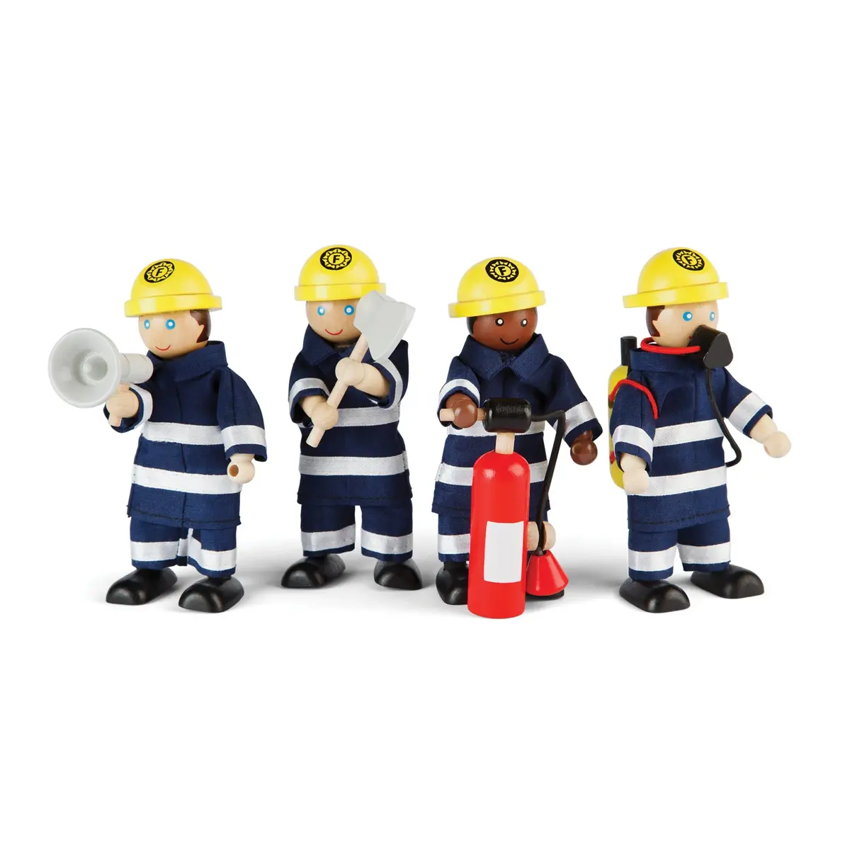 Bigjigs Toys 4-Piece Firefighters Figurines Set - Pretend Play 1