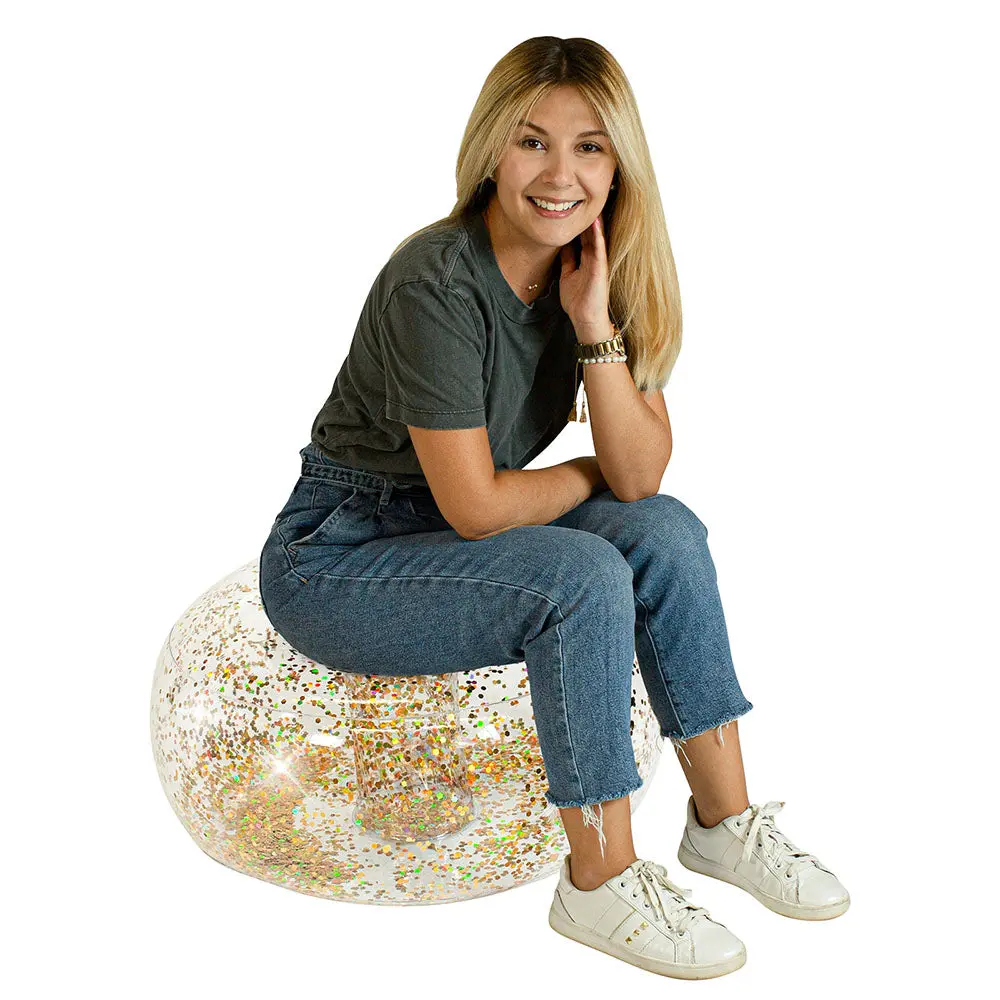 Aircandy Gold Holographic Glitter Ottoman - Chic Inflatable Seating 1