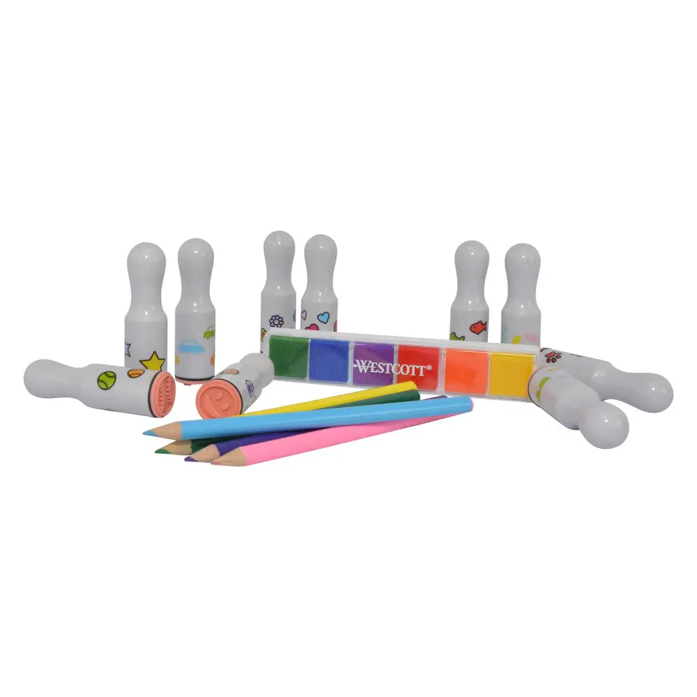 Westcott Creative Stamp And Color Kit - 16 Pieces With Multi-Colored Ink Pad 1