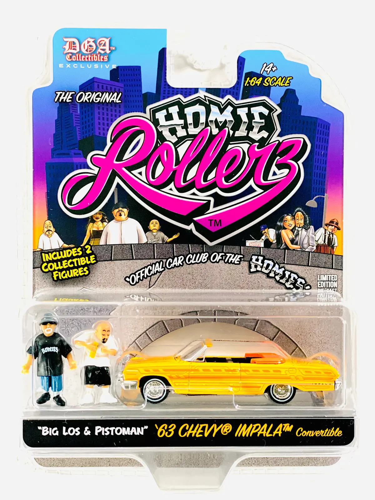 Greenlight X Dga Homie Rollers 2025 Series 1 1963 Chevrolet Impala Ss Convertible W/ Big Los & Pistoman 1