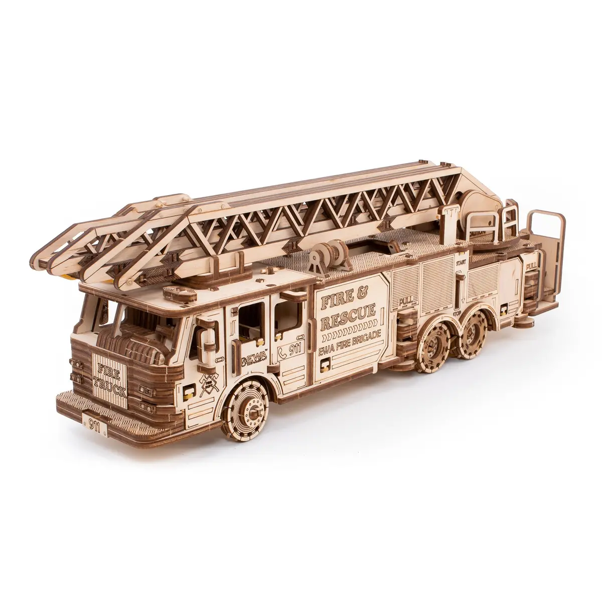 Ewa Eco-Wood-Art Fire Truck 3D Wooden Stem Construction Kit 1