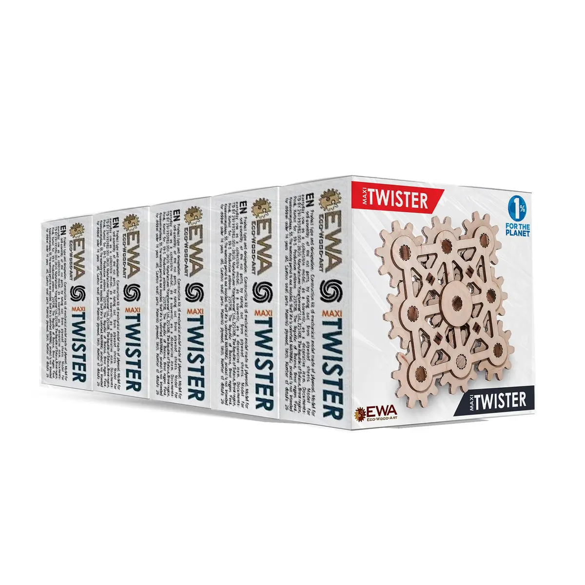 Ewa Eco-Wood-Art Twister Maxi Fidget 3D Wooden Stem Puzzle, 5-Pack 2