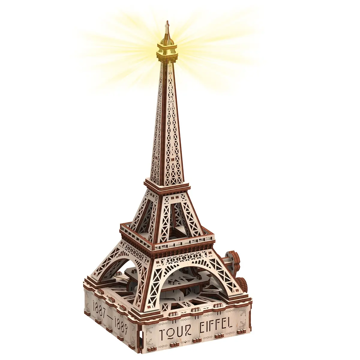 Mr.Playwood Eiffel Tower Eco-Light 3D Wooden Stem Model - Hand-Cranked Led Dynamo 1