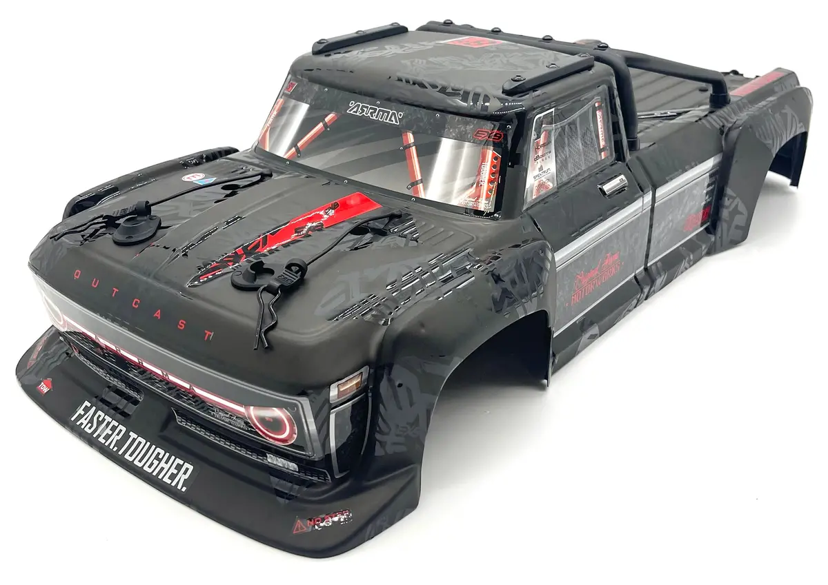 Outcast 8S Exb - Body Shell (Black Polycarbonate Cover & Body Pins Arrma Ara5210v2 1