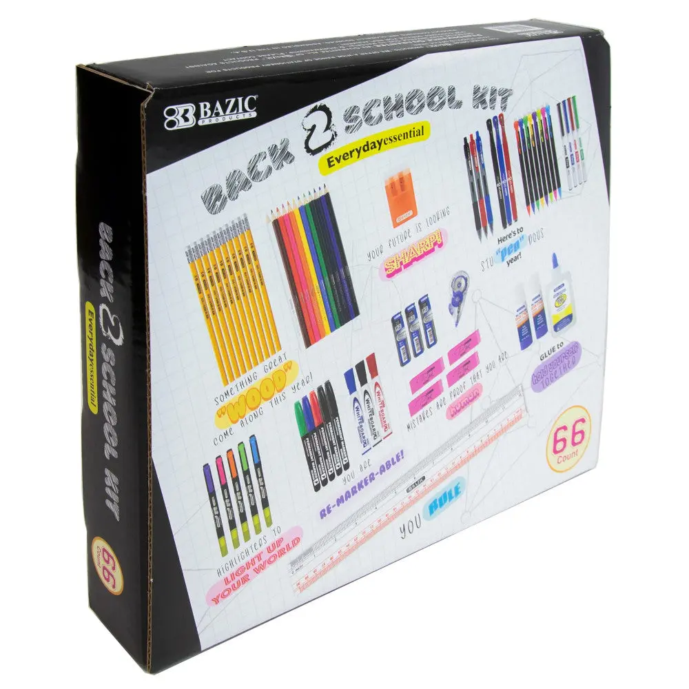 Bazic Products Ultimate School Supply Kit, 66 Pieces For K-12 Students 1