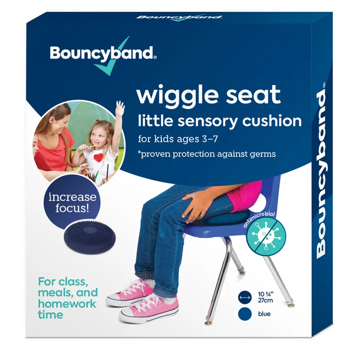 Bouncyband® Little Wiggle Antimicrobial Seat Cushion, Blue 10.75" 1