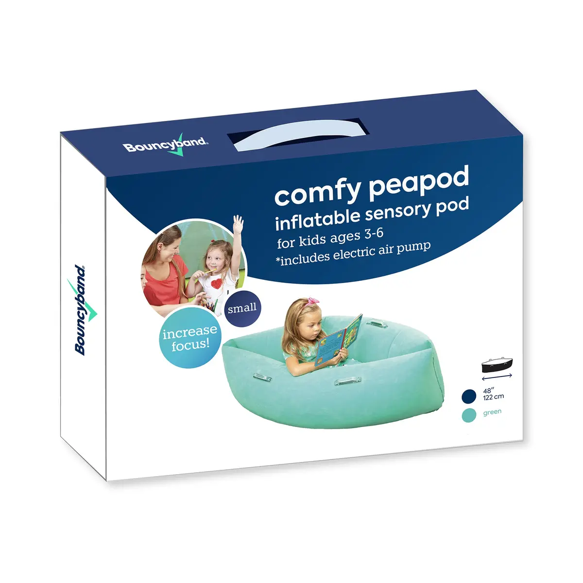 Bouncyband Comfy Hugging Peapod Sensory Pod For Kids, Green 1