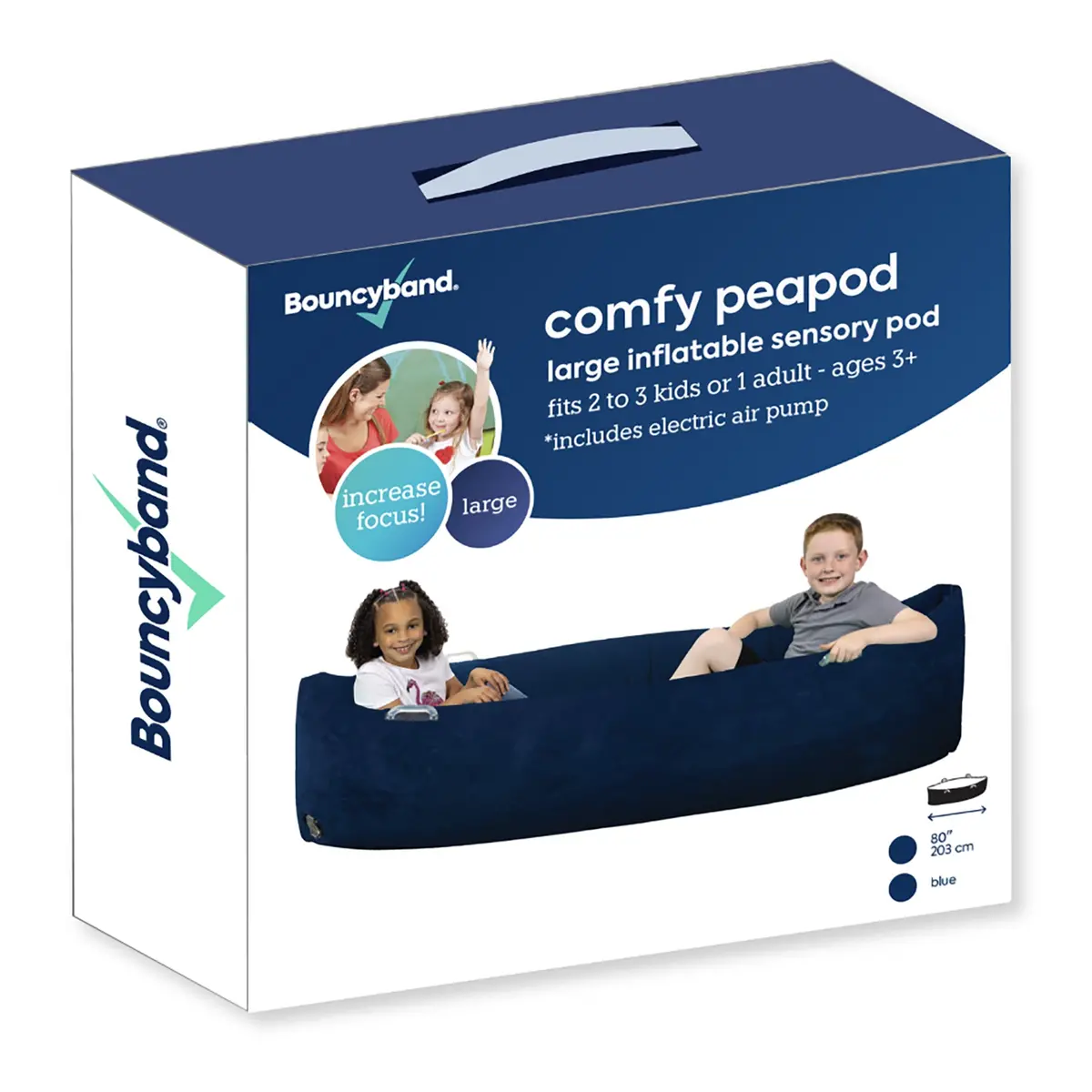 Bouncyband Comfy Peapod Inflatable Sensory Pod, 80" Blue - Fun & Relaxing 1