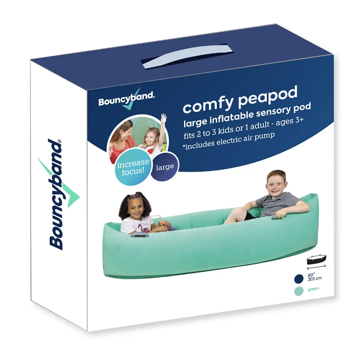 Bouncyband Comfy Peagreen Sensory Peapod - 80 Inch Inflatable Retreat 1