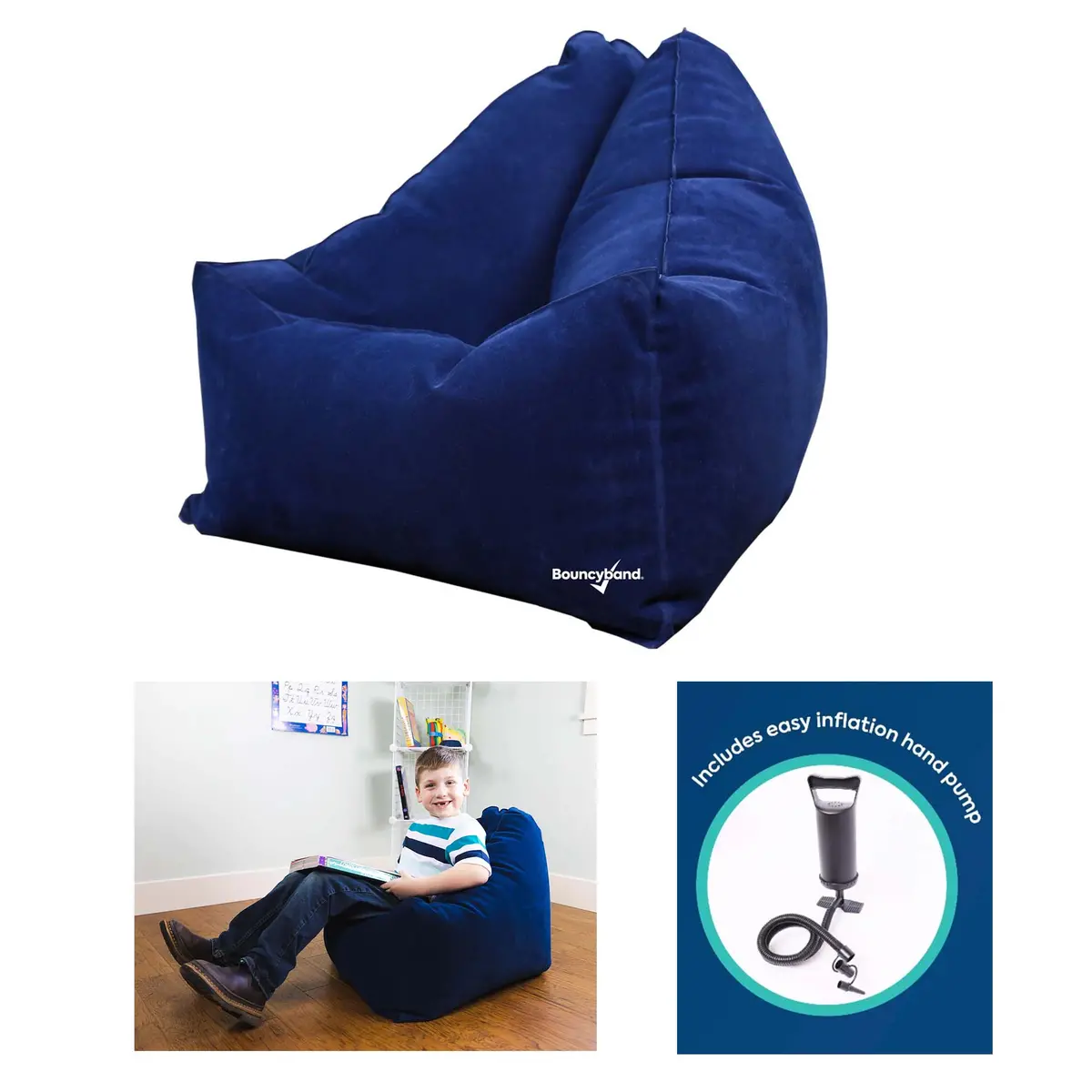 Bouncyband Comfy Cozy Peapod Inflatable Chair For Kids 1