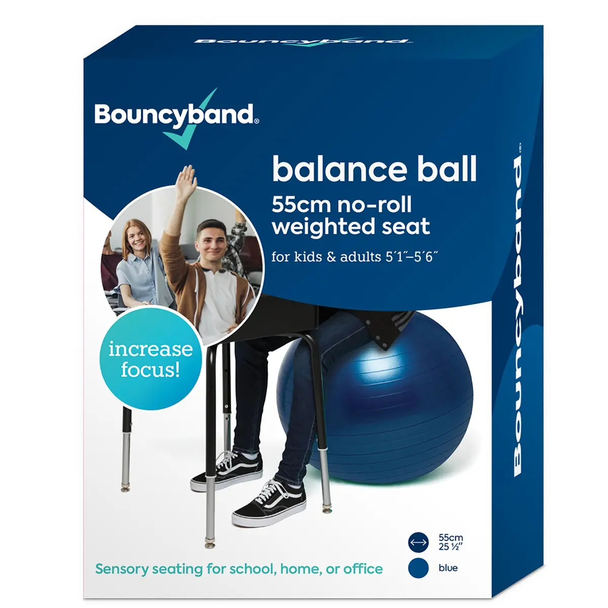 Bouncyband® Balance Ball, 55Cm – Blue: Enhance Focus & Fitness! 1