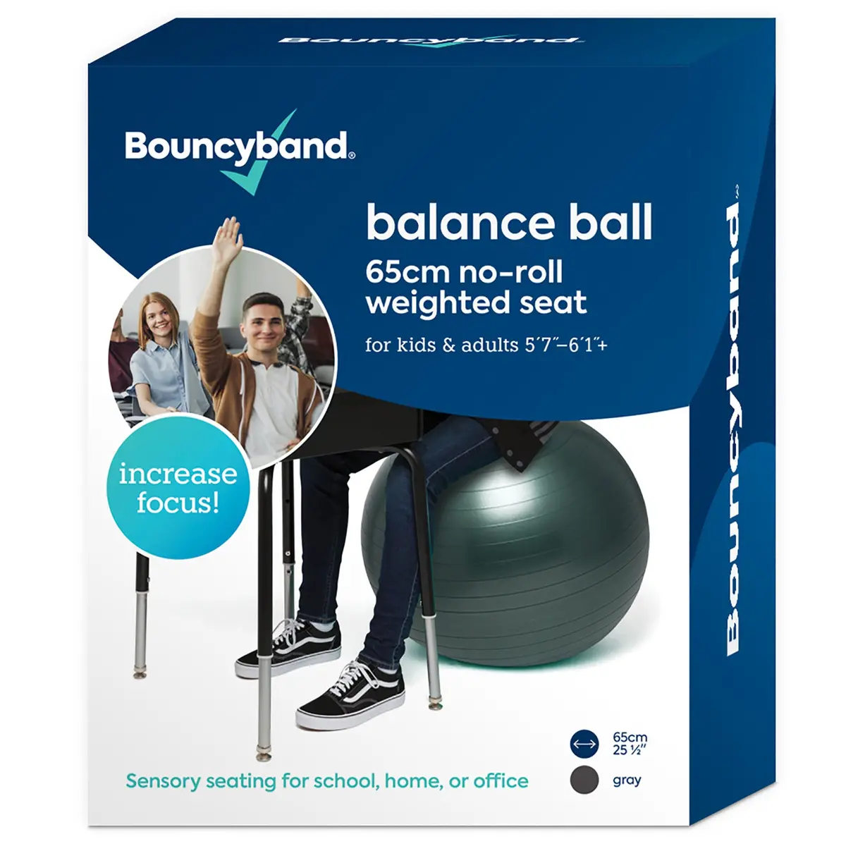 Bouncyband Balance Ball Chair, 65Cm - Dynamic Dark Gray 1