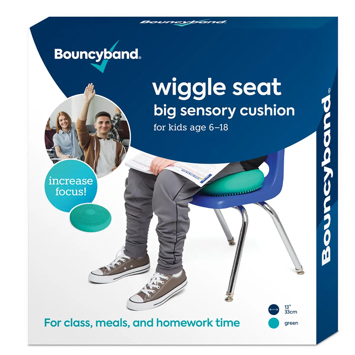 Bouncyband Big Wiggle Seat Sensory Cushion In Mint - Movement & Focus For Kids! 1