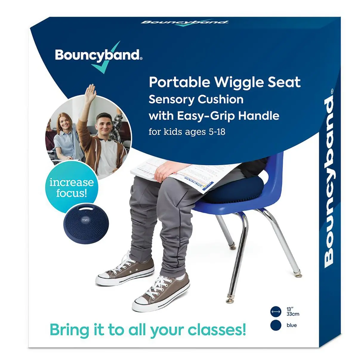 Bouncyband® Blue Portable Wiggle Seat Sensory Cushion 1