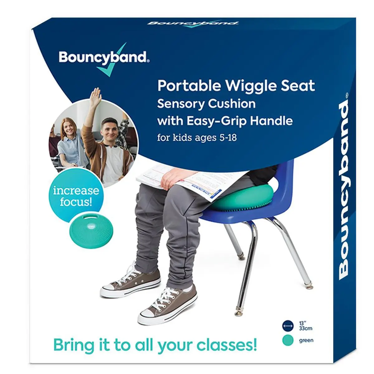 Bouncyband Portable Wiggle Seat Sensory Cushion, Energizing Green 1