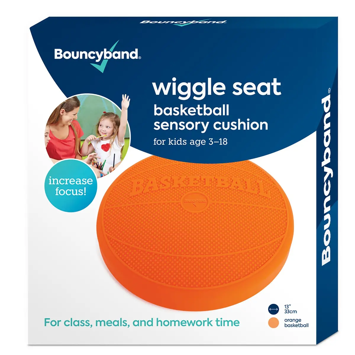 Bouncyband Wiggle Seat Sensory Cushion - Orange Basketball Design 1