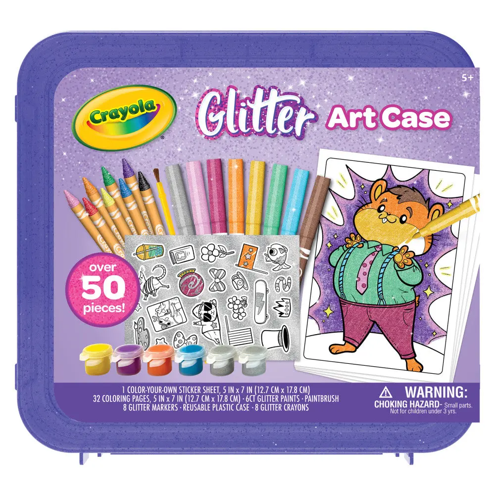Crayola Sparkling Glitter Art Case - Portable Set With Paints, Markers & Crayons 1
