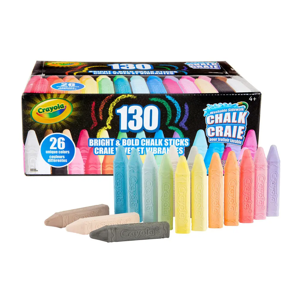 Crayola Bright & Bold Chalk Sticks - 130 Pack With 26 Colors 1