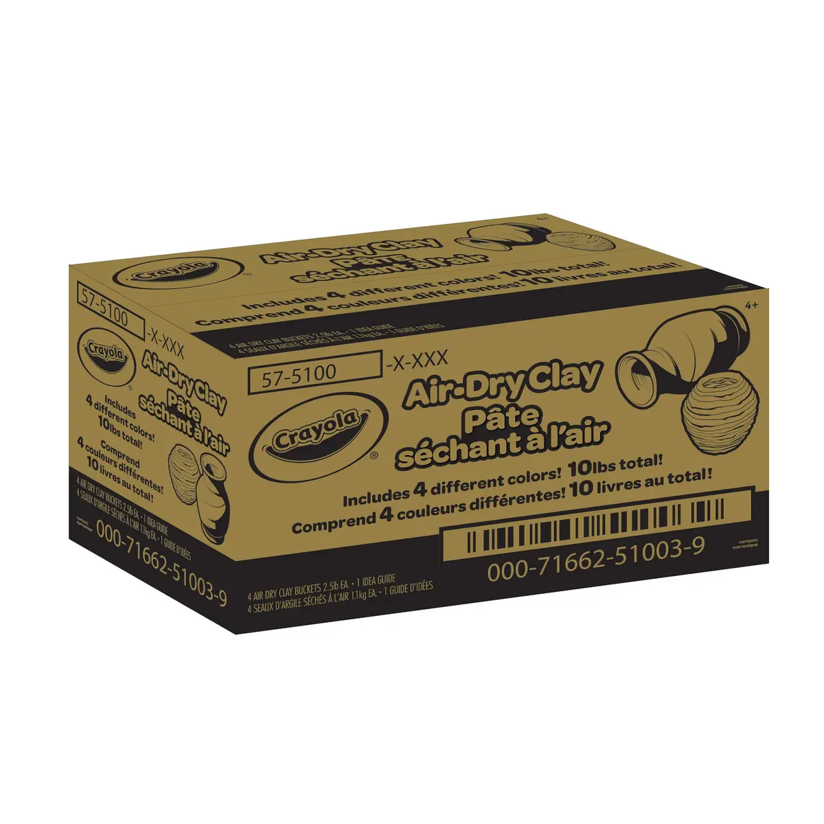 Crayola Air-Dry Clay Rainbow Sculpting Kit - 4 Colors, 2.5Lb Each 1