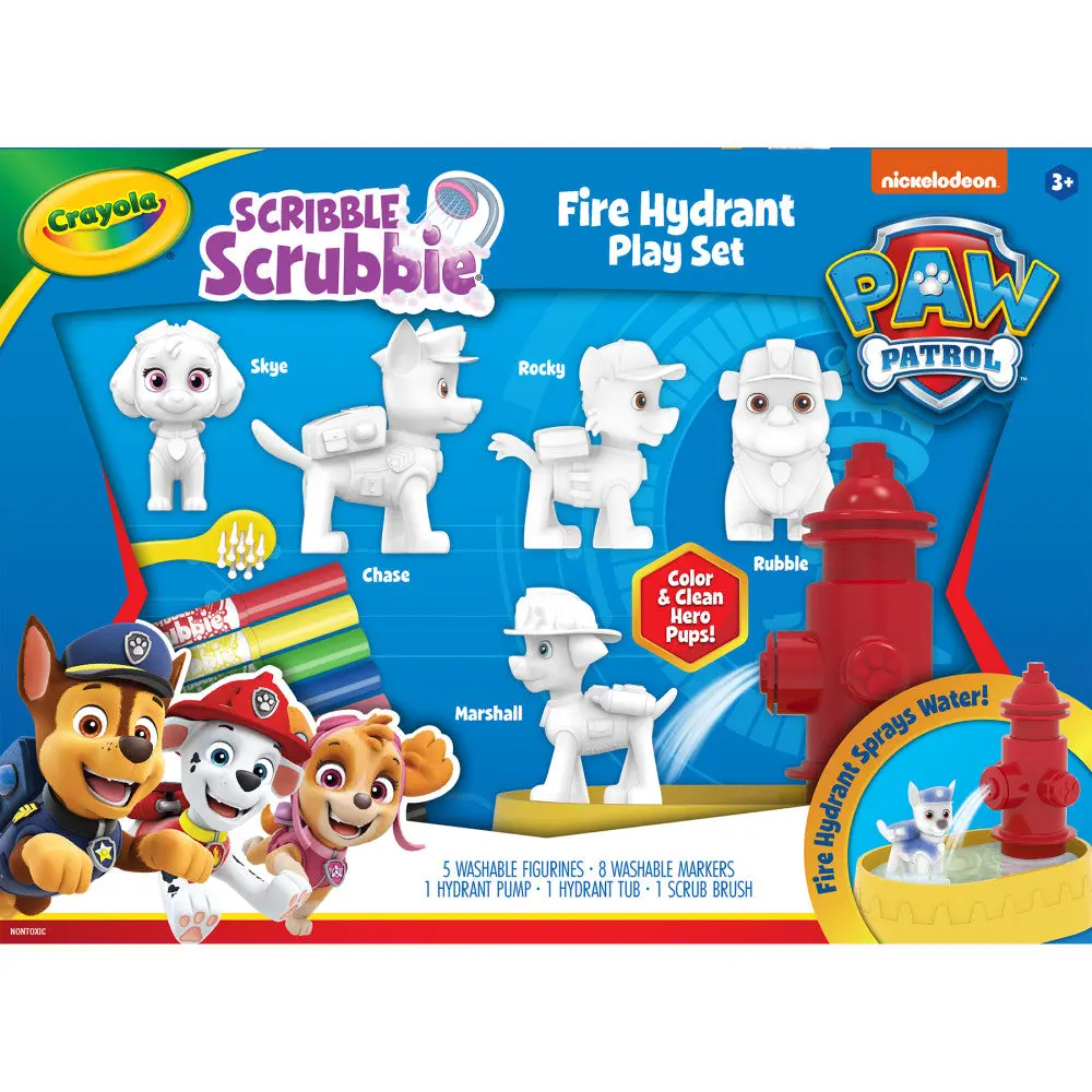 Crayola Paw Patrol Scribble Scrubbie Fire Hydrant Washable Playset 1