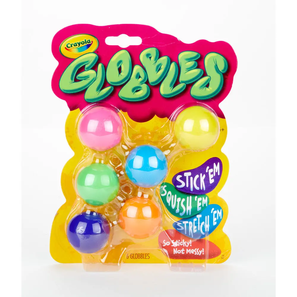 Crayola Globbles Fidget Toy - Colorful Squish & Stick Balls, Pack Of 6 1