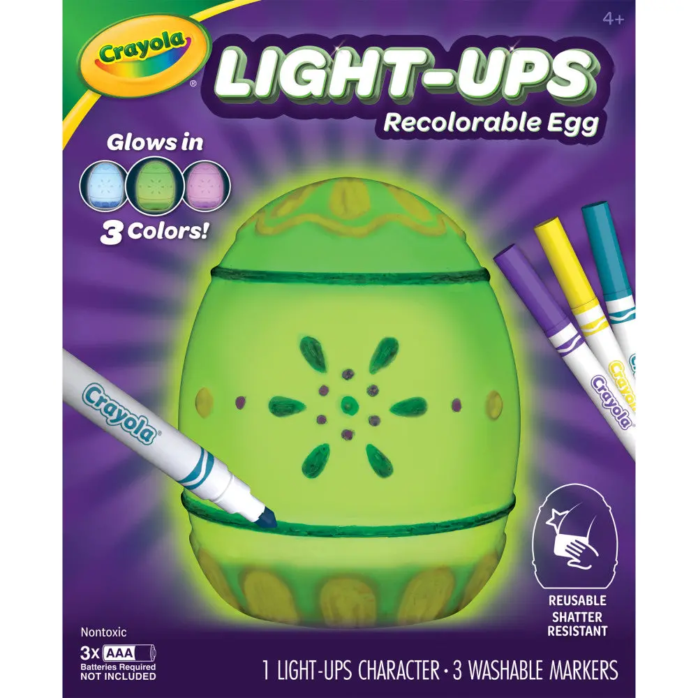 Crayola Light-Ups Recolorable Egg With Washable Markers - Red, Blue, Green 1