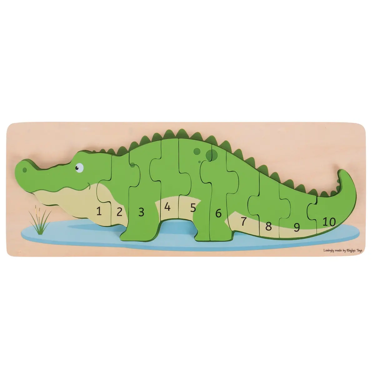 Bigjigs Toys Crocodile Number Puzzle - Eco-Friendly Wooden Math Game 1