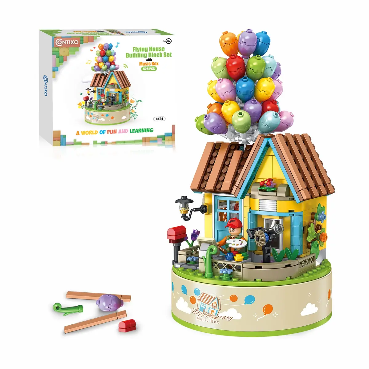 Contixo Bk01 528-Piece Flying Balloons Building Block Set With Music Box 1
