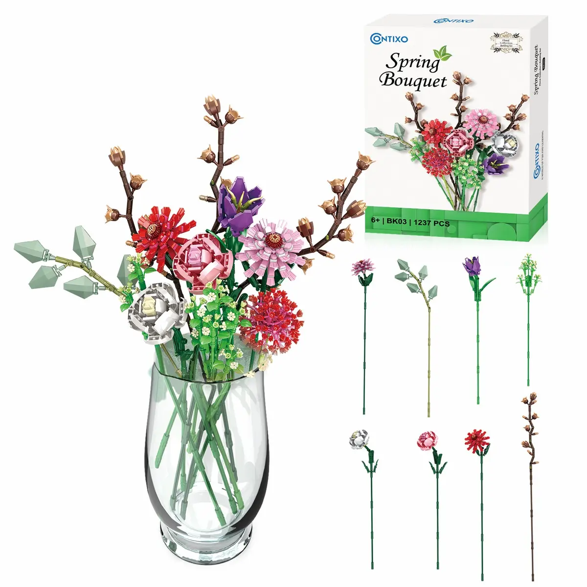 Contixo Bk03 Spring Bouquet Floral Collection Building Block Set - 1237 Pcs 1