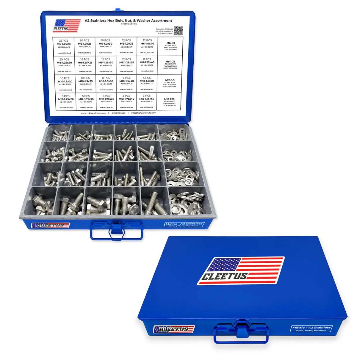 Metric Stainless Hex Bolt, Nut & Washer Assortment - 600 Piece 1
