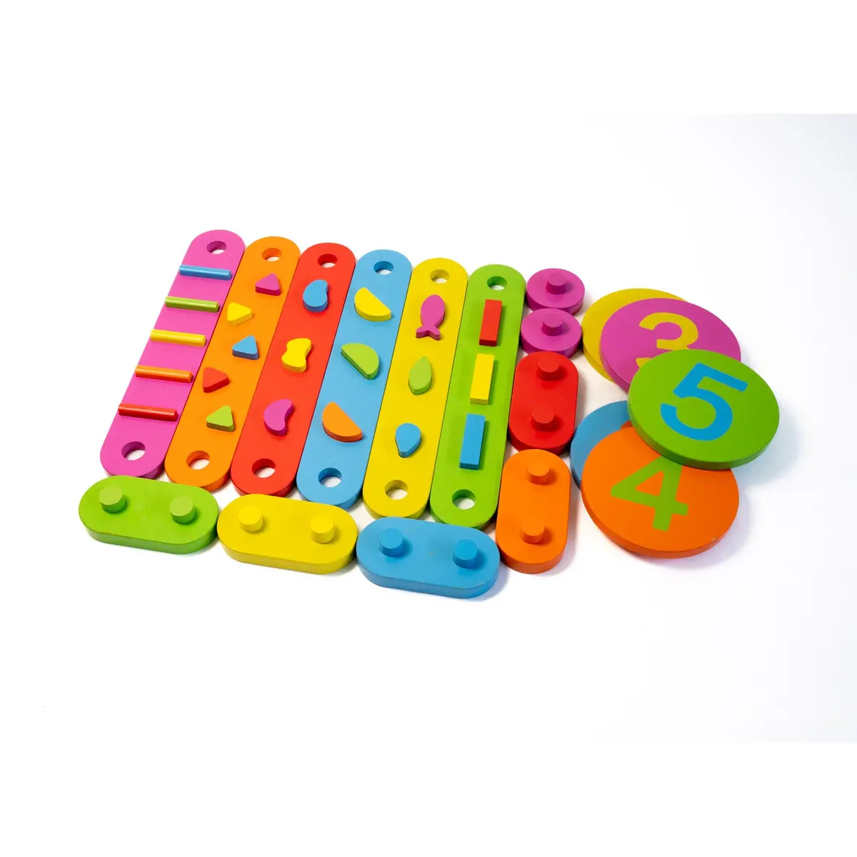 Bintiva Wood Obstacle Course Balance Path With Numbers, 17 Pieces 1