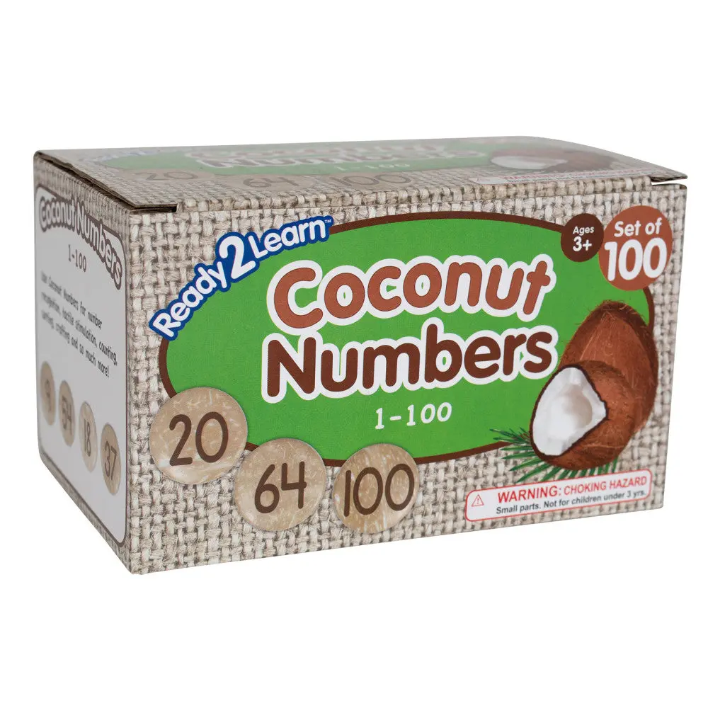 Ready2learn Coconut Numbers Set - Natural Coconut Shells - 1-100 Counting Pieces 1