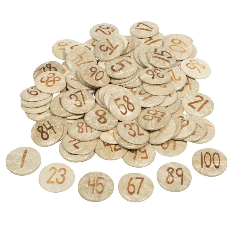 Ready2learn Coconut Numbers Set - Natural Coconut Shells - 1-100 Counting Pieces 2