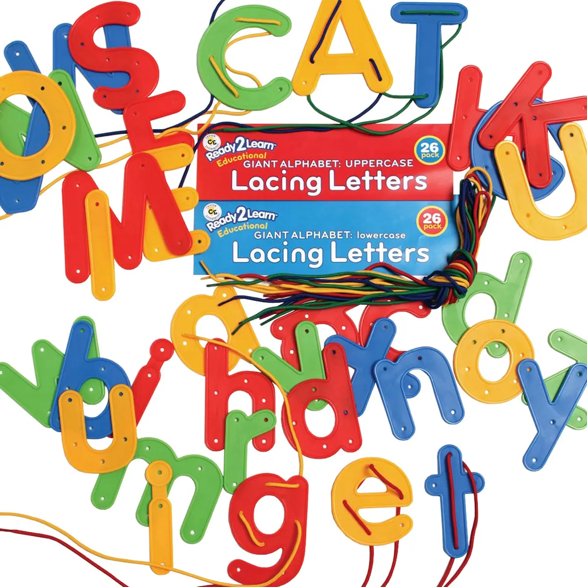 Ready 2 Learn Lacing Alphabet Set - Uppercase & Lowercase - 52 Colorful Pieces 1