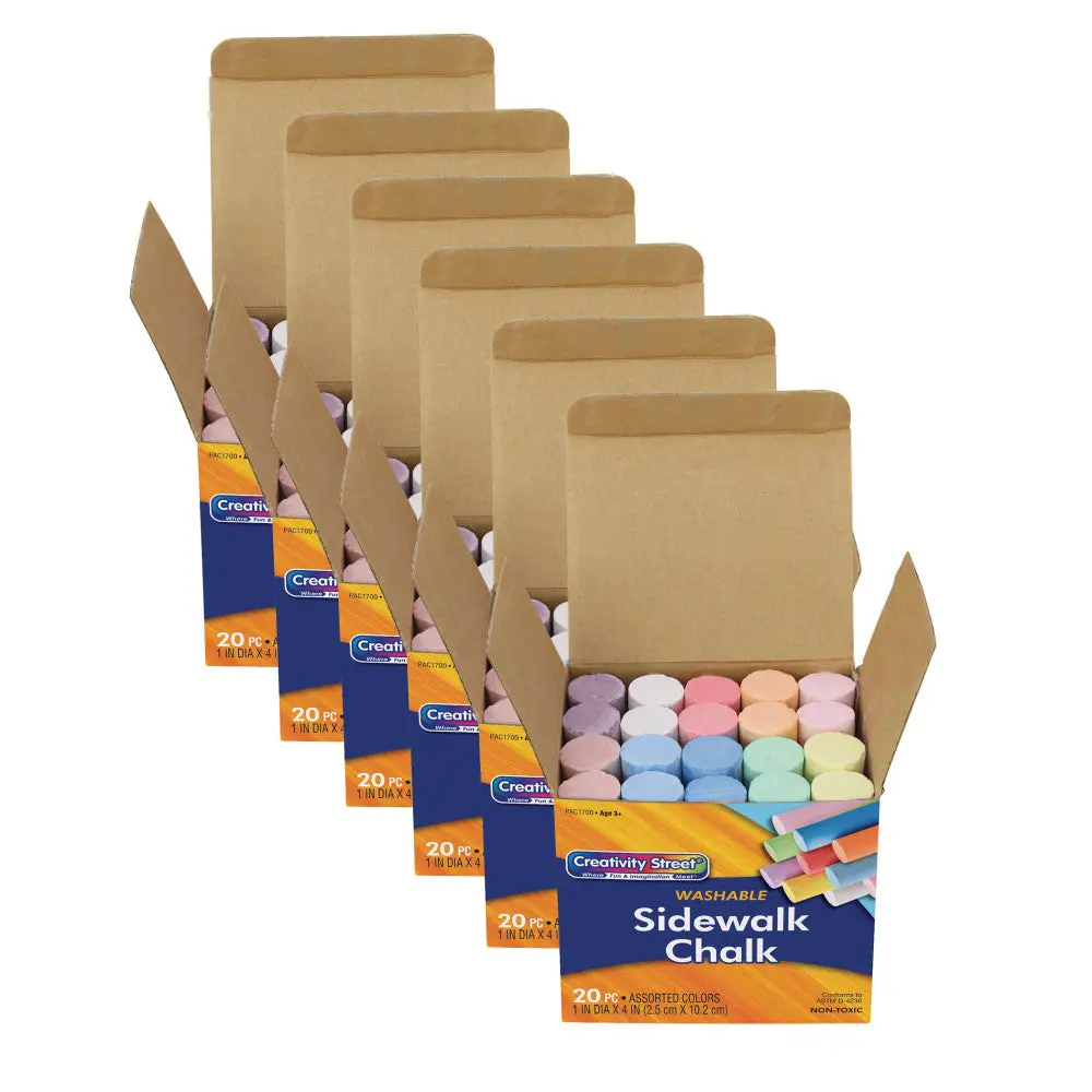 Creativity Street Sidewalk Chalk Set - Assorted Colors, 20 Pieces, 6 Packs 1