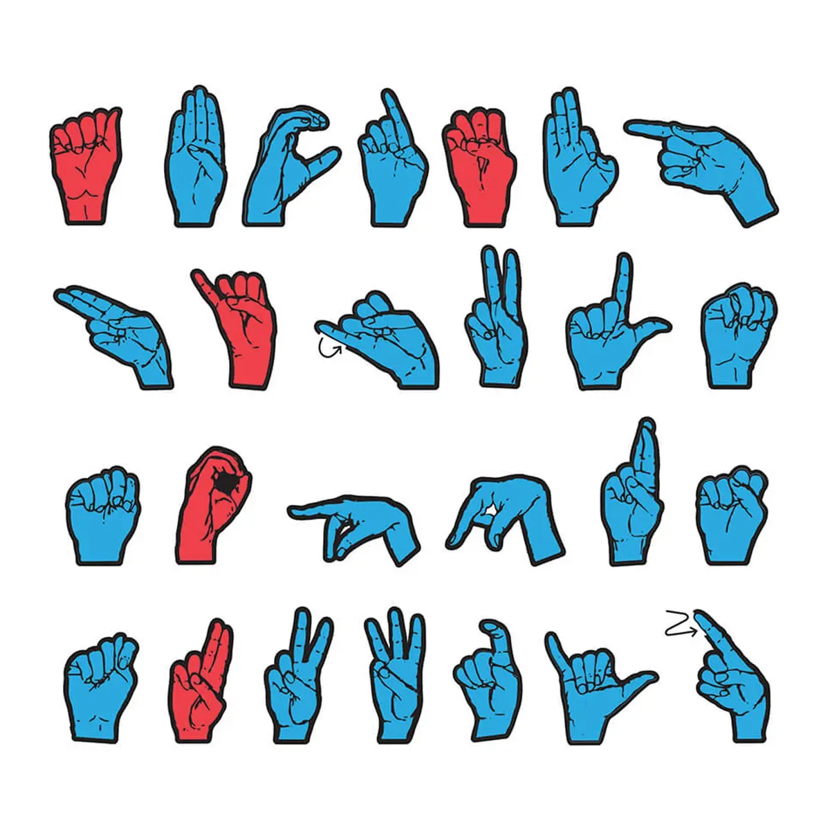 Wonderfoam® Magnetic Sign Language Letters, Red & Blue Colors, Assorted Sizes, 26 Pieces 1