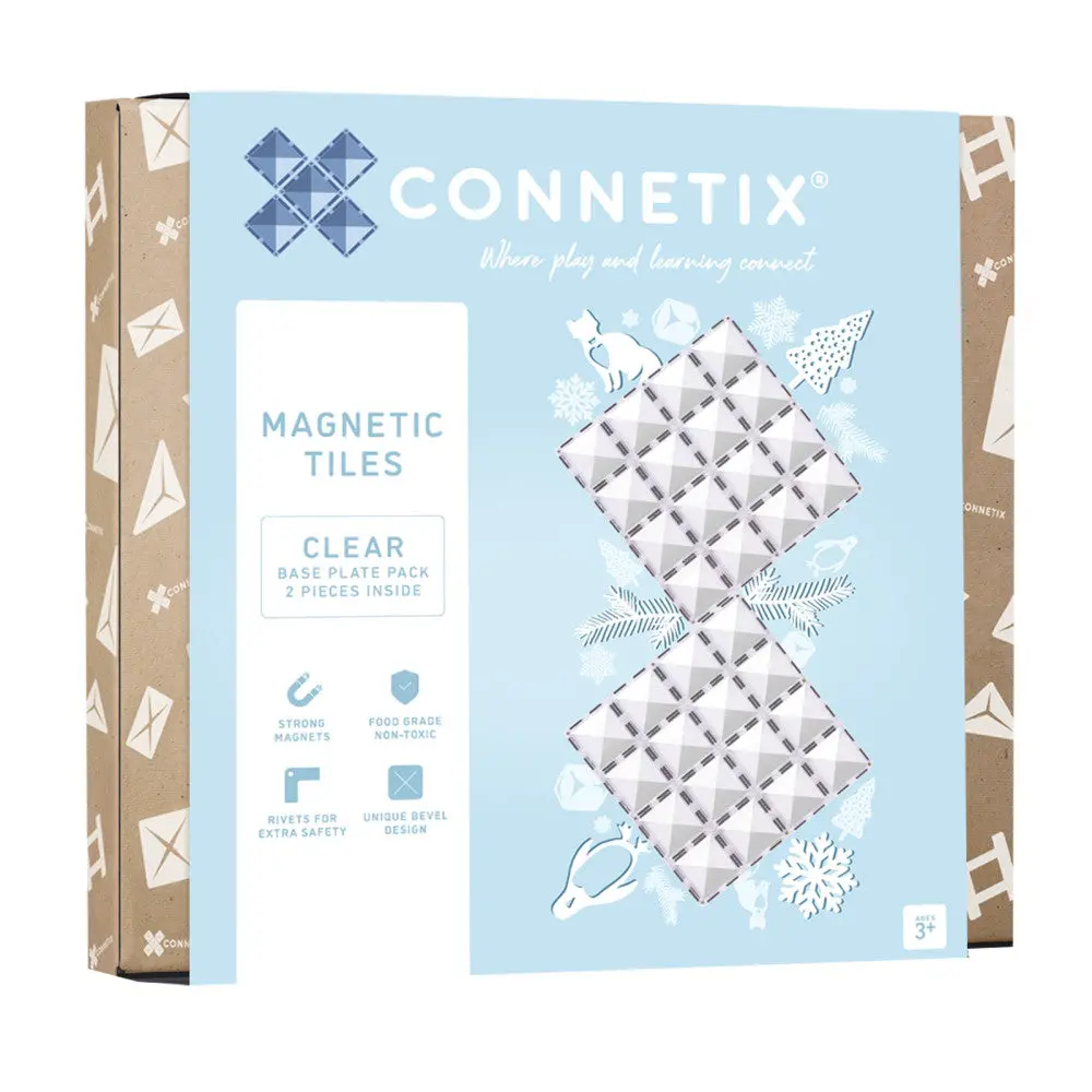 Connetix Magnetic Tiles 2-Piece Clear Base Plate Pack For Creative Building 1